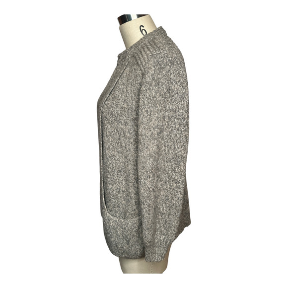 Peruvian Link Alpaca Collection Grey Open Front Cardigan Sweater W. Pockets Sz M - Picture 2 of 6